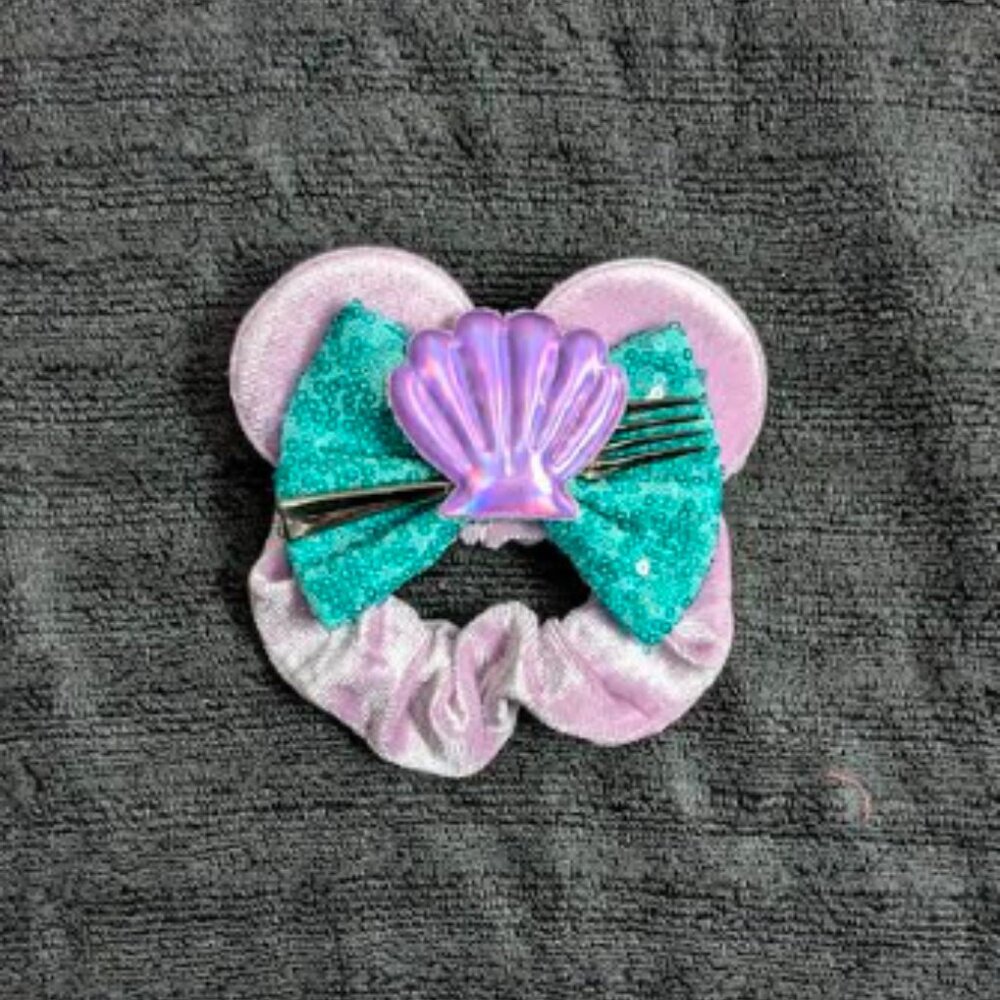 NEW THE LITTLE MERMAID Velvet and Sequin Scrunchie Hair Accessory